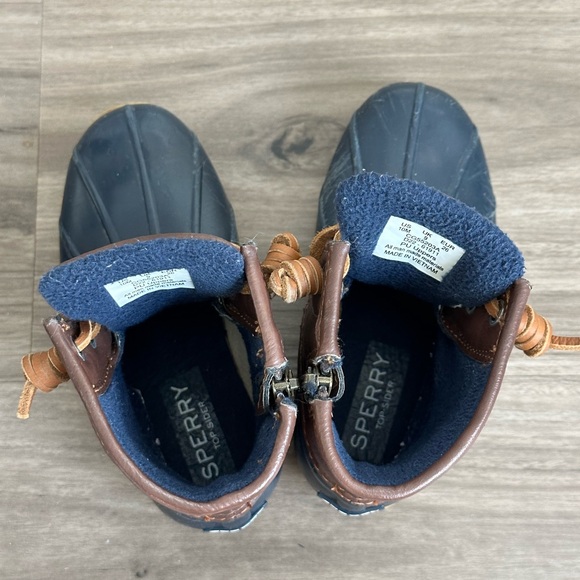 Sperry Saltwater Duckboot Navy & Brown Toddler Size 10M - Picture 8 of 10